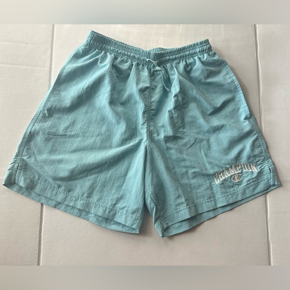 ✨🩵RareVtg 90s Champion Shorts Mens SMALL Teal Blue Athletic Gym NylonLined Retro - Picture 4 of 16